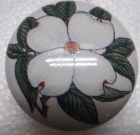 CERAMIC CABINET DRAWER PULL KNOB  DOGWOOD