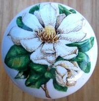 CERAMIC CABINET DRAWER PULL KNOB  MAGNOLIA