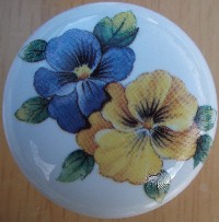 CERAMIC CABINET KNOB  PANSY 