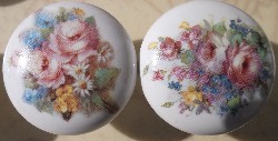 CERAMIC CABINET KNOB  PINK PINK ROSE ROSES