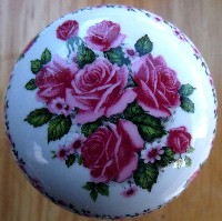 CERAMIC CABINET KNOB  PINK PINK ROSE ROSES