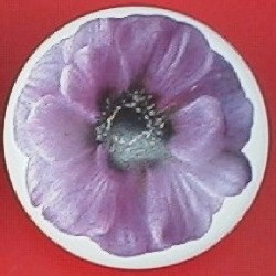 CERAMIC CABINET DRAWER PULL KNOB  PURPLE FLOWER FLOWERS