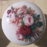 CERAMIC CABINET KNOB  PINK PINK ROSE ROSES