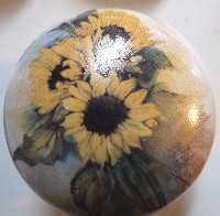 CERAMIC CABINET KNOB  SUNFLOWER SUN FLOWER