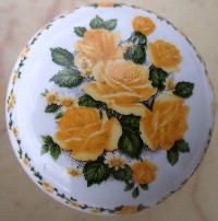 CERAMIC CABINET KNOB  PINK YELLOW ROSE ROSES