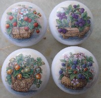 CERAMIC CABINET KNOB KNOBS FLOWER BASKETS