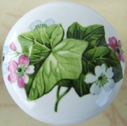 CERAMIC CABINET DRAWER PULL KNOB  IVY