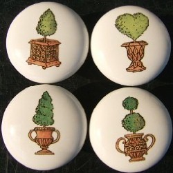 CERAMIC CABINET DRAWER PULL KNOB  POTTED PLANTS