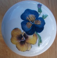 CERAMIC CABINET KNOB  PANSY 