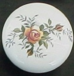 CERAMIC CABINET KNOB  PINK ROSE ROSES