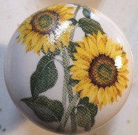 CERAMIC CABINET KNOB  SUNFLOWER SUN FLOWER