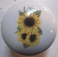 CERAMIC CABINET KNOB  SUNFLOWER SUN FLOWER