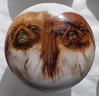 ceramic cabinet knob pekingese terrier pekeingese