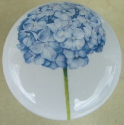 Cabinet Knob Blue Hydrangea pulls flower